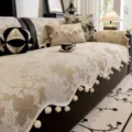 Luxury chenille sofa cover vintage European floral couch cushion protector slipcover. - 70*70 / Khaki