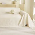 Nordic textured three-layer gauze sofa cover blanket in beige, elegant couch slipcover - 115x70 (Baby Blanket) / Jungle Air Blanket - Beige