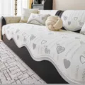 Funda de sofá de seda de hielo crema diseño de corazón moderno cojín refrescante antideslizante - 70*70 / Ondulación de corazón - Gris