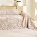 Nordic 3-layer gauze sofa cover blanket, beige tropical leaf pattern, breathable cozy throw. - 115x70 (Baby Blanket) / Light Mocha