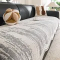 Modern luxury chenille sofa cover, grey white abstract pattern, anti-slip living room decor. - 70*70 / Gray