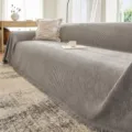 Gray Chenille Vertical Stripe Sofa Cover Variant, European Style Protector for Living Room - 180x130cm / Light Gray