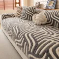 Plush fleece sofa cover retro geometric anti-slip winter couch cushion protector slipcover - 70x70 / Oscar - Dark Grey