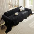 Funda de sofá de chenilla negra con estrellas, protector antideslizante universal. - 180*130 / Negro