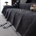 Donkergrijze chenille bankhoes waterdicht en antislip deken voor een moderne woonkamer - 180x130cm / donkergrijs