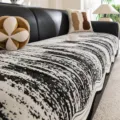 Chenille sofa cover modern luxury black white abstract striped non-slip variant style - Shaped Time-Woven Texture - Black / 70*70
