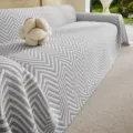 Nordic grey chevron sofa cover, textured fabric couch blanket for living room decor detail. - 230*340 / Light Gray