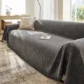 Chenille Sofa Cover Dark Grey Striped 1-Piece Protective Blanket for Living Room Decor - 180x130cm / Dark Gray