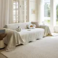 Fundas de sofá de chenilla variante, estilo fresco protector universal para salón. - Blanco