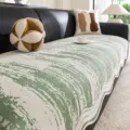 Modern luxury chenille sofa cover, green and white abstract texture, all-season slipcover. - Abstract Time Weave Style / Green / 70*70cm