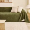 Fodera per divano ciniglia nordica coperta verde frangia testurizzata arredamento casa - Verde scuro