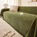 Dark Green Chenille Sofa Cover Vertical Stripe Couch Slipcover Protector 4 Seasons - 180x130cm / Dark Green