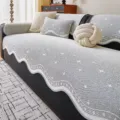 Cooling ice silk sofa mat summer new anti-slip seat cushion cover with modern wave pattern - 70x70cm / Gray