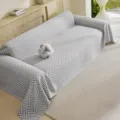Grey chevron textured triple-layer gauze sofa cover blanket for modern living room decor. - 230x340cm / Light Gray