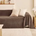 Copridivano in ciniglia nordica telo arredo a righe marrone scuro per soggiorno elegante - Marrone scuro