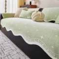 Cooling ice silk sofa mat cover summer fresh breathable non-slip cushion for living room - Irregular Milk Mist Star (Green) / 70*70 / Green