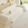 Minimalist herringbone sofa cover breathable three layer gauze blanket for living room decor - 230x340cm / Beige
