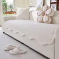 Beige plush wave sofa cushion cover, thickened soft anti-slip sofa slipcover for living room. - 70x70cm / Beige