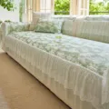 Franse bloemen kant koelende bankhoes, ijszijde gebreid ademend anti-slip overtrek. - 70x70cm / Groen
