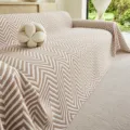 Nordic minimalist chevron sofa cover in beige and white, four seasons universal slipcover. - 230*340 / Light Mocha