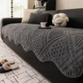 Fundas de cojín para sofá de felpa gris oscuro, alfombrilla antideslizante de invierno. - 90x260cm / Gris