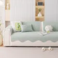 Summer cooling knit jacquard wave sofa cushion cover in green for living room decor - 70*70 / Light Green