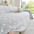Grey woven sofa cover minimalist slipcover breathable protective blanket for living room decor - 230x340cm / Light Gray