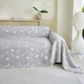 Triple layer gauze sofa cover breathable leaf pattern couch blanket throw for home use - Air Blanket-Leaf / 115*70cm (Baby Blanket) / Light Gray