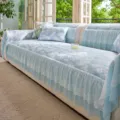 Stijlvolle Franse kanten bloemen koelende bankovertrek ademend antislip beschermhoes - 70x70cm / Blauw