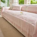 Franse stijl bloemen kant koeling sofa kussen ijs zijde ademende anti slip hoes roze zacht - 70x70cm / Roze