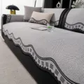 Summer cooling ice silk sofa cover with wavy pattern, breathable and non-slip for living room. - 110*210 / Gray