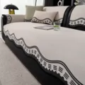 Summer cooling ice silk sofa cushion, wavy pattern, anti-slip and breathable for living room. - 110*210 / Beige