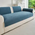 Copridivano in ciniglia blu variante tappeto antiscivolo per arredamento soggiorno crema - 70*70 / Blu