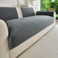 Copridivano in Ciniglia Grigio Scuro Beige Antiscivolo Tappetino Protettivo per Divano - 70*70 / Grigio scuro