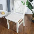 Einfarbiges Plüsch Stuhlkissen mit geflochtener Kante, warmer Sitzbezug für Esszimmer Büro - 40*40cm / Gebrochenes Weiß