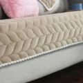 Thick plush winter sofa cushion cover, camel quilted protector with cute pompom trim. - 70*90 / Warm Winter Forest Style - Coffee