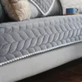 Grey plush sofa cover winter thick warm leaf pattern modern minimalist soft couch cushion cover - 70*90 / Warm Winter Forest-Gray