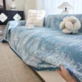 Noorse stijl chenille bankhoes blauw abstract patroon antislip deken voor woonkamer decor. - 180x90 Pakket / Blauw