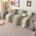 Green geometric chenille sofa cover, non-slip couch throw blanket for living room decor. - 180x130cm / Green