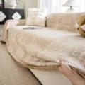 Noorse chenille bankhoes dekbed beige franje bankbeschermer woonkamer gezellige inrichting - 180x90 Pakket / Khaki