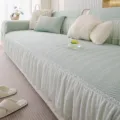 Ice silk knitted sofa cushion cover with delicate white lace skirt, cool and breathable for summer. - 70x70cm / Green