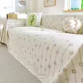 Summer cooling ice silk sofa cover, beige cream style floral pattern protector for living room - 180*130 / Khaki