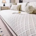 Cooling ice silk summer sofa cushion breathable knitted anti-slip mat cover for home - 70*70 / Beige
