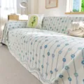Ice silk cooling sofa cover, breathable blue floral mat for living room, comfortable summer pad - 180*130 / Blue