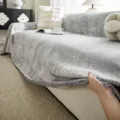 Noorse Grijs Chenille Bankovertrek Moderne Woonkamer Meubelbeschermer met Franjes - 180x90 Pakket / Lichtgrijs