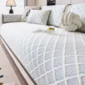 Cooling ice silk summer sofa mat, breathable knitted anti-slip one-piece seat cushion cover. - 70*70 / Blue