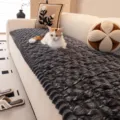Dark grey plush textured sofa cushion cover, pet-friendly anti-slip home decor mat. - Pillow (Including Inner Core) / 45x45cm (With Core) / Cloud Style-Black