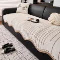 Beige striped thickened non-slip sofa cover, modern minimalist textured sofa towel mat. - 70x70 / Brown