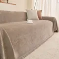 Solid color herringbone sofa cover with fringe, minimalist style protection towel. - 180*300 (Large Double) / Light Brown