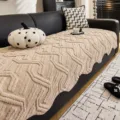 Nordische strukturierte Sofabezug einfarbig Plüsch Couchschoner rutschfeste Auflage neu. - 70*70 / Kaffeebraun